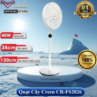 Quạt Cây Điều Khiển Từ Xa CREEN CR-FS2026 Quạt 7 Cánh, 40W Điều Chỉnh Linh Hoạt - Hàng Chính Hãng