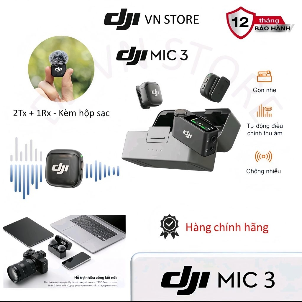 Micro thu âm DJI Mic 3 - Hàng Chính Hãng - DJI VN