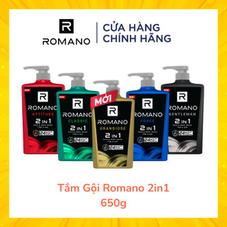 Tắm Gội Romano 2in1 650g - Classic - Attitude - Hương Nước Hoa - Hàng Chính Hãng