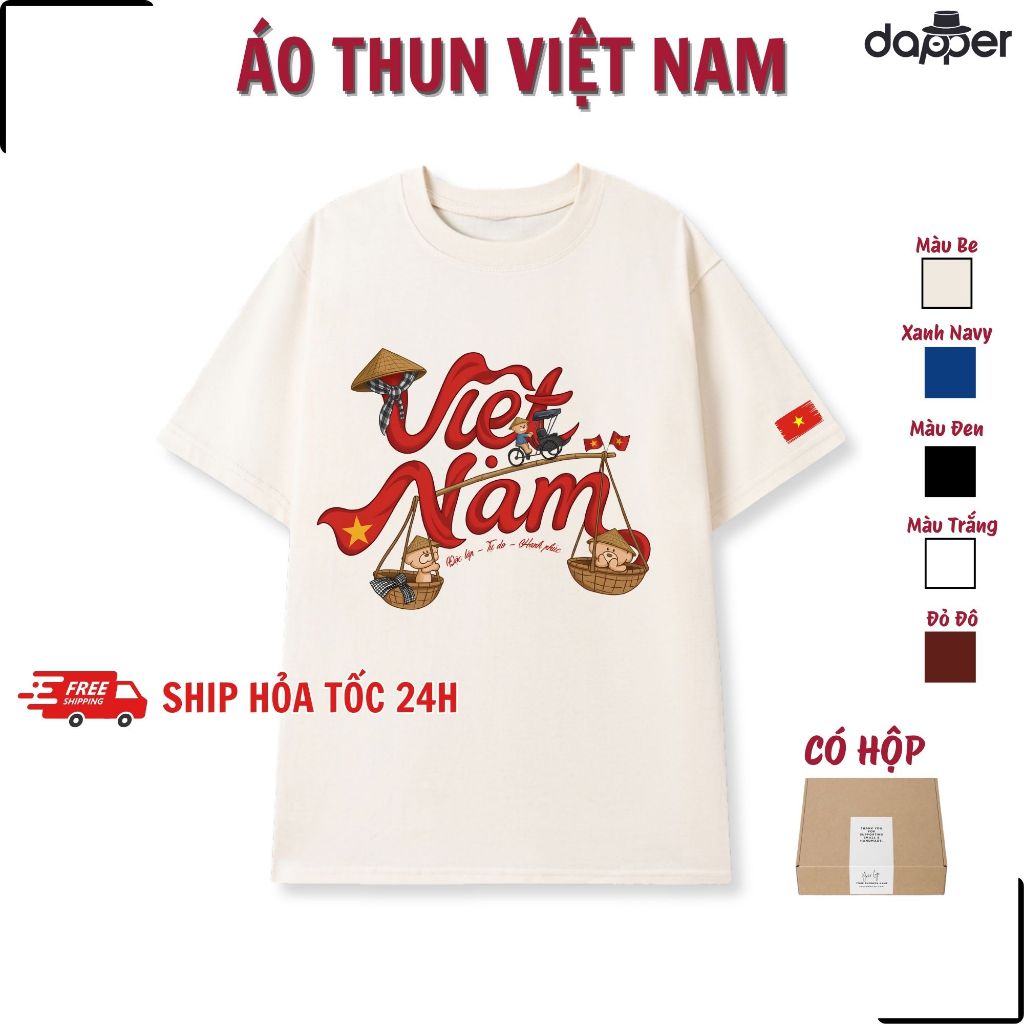 [ÁO THUN VIỆT NAM GẤU XÍCH LÔ] Áo Thun Việt Nam Gấu Xích Lô Thoáng Mát Chất Liệu Cotton Xịn 100% 250