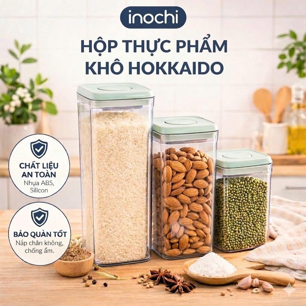 Hộp Đựng Thực Phẩm Khô Inochi Hokkaido - Hộp Bảo Quản Thực Phẩm Khô Cao Cấp - Giữ Trọn Vị Ngon