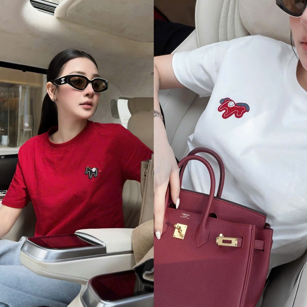 ZUKY CLOTHING Áo Thun Thêu Hinh Ngựa Dáng Suông