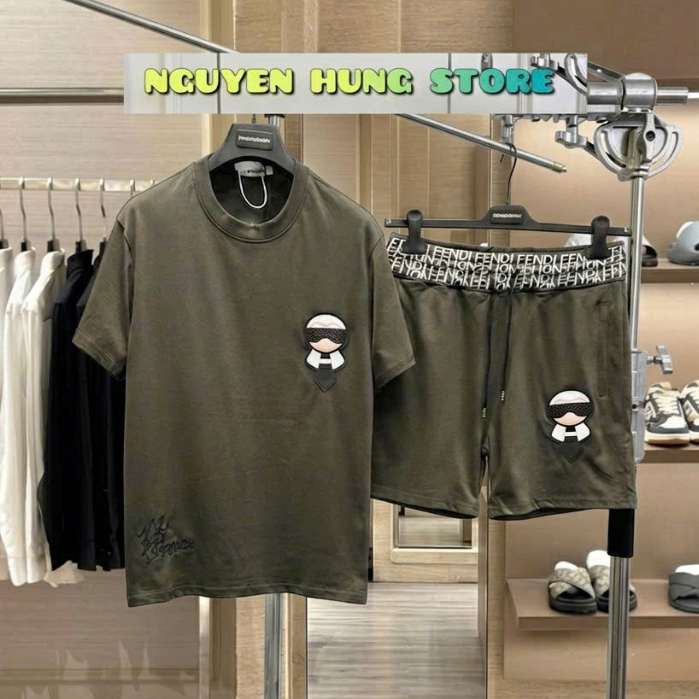 Đồ Bộ Hè nam Boy Phố FE&DIi Green Cao cấp Top Trend,Set Bộ Nam Hè Màu Rêu Hot Cotton Lạnh  Đi Thể dục co giãn 4 chiều