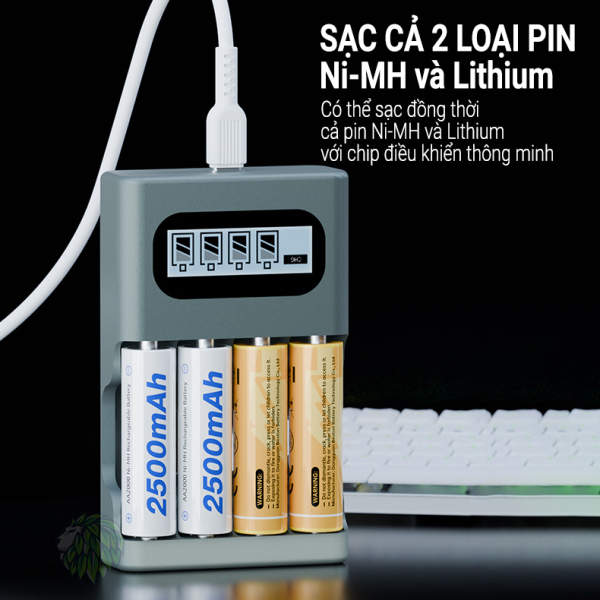 Bộ sạc pin Beston M9501 AA AAA cho cả pin Ni-MH 1.2V và pin Lithium 1.5V, hỗ trợ sạc nhanh