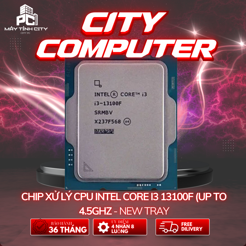 Chip xử lý CPU Intel Core i3 13100F (up to 4.5Ghz, 4 nhân 8 luồng, 12MB Cache, 65W) - Tray New