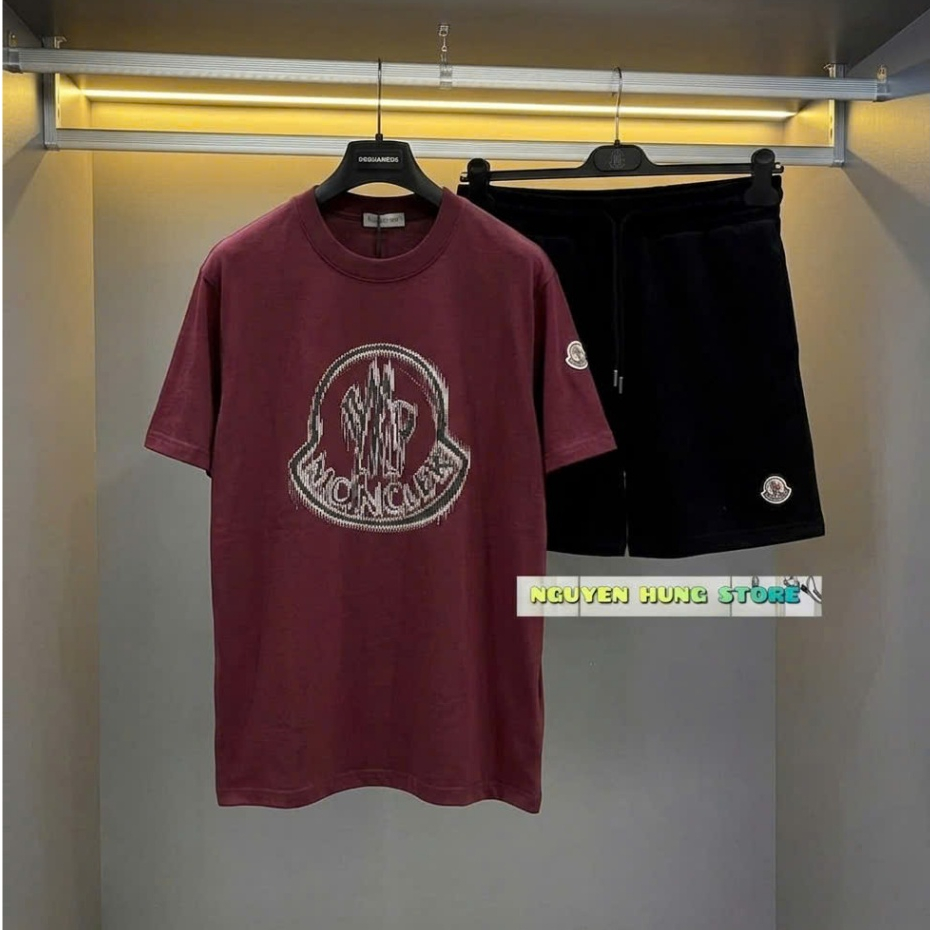 Đồ Bộ Hè nam Boy Phố Mon@Celer Đỏ mận Cao cấp Đủ Tem mác,Bộ Nam Cộc  MOn@Cele Đỏ Cotton Lạnh Mẫu Mới co giãn 4 chiều