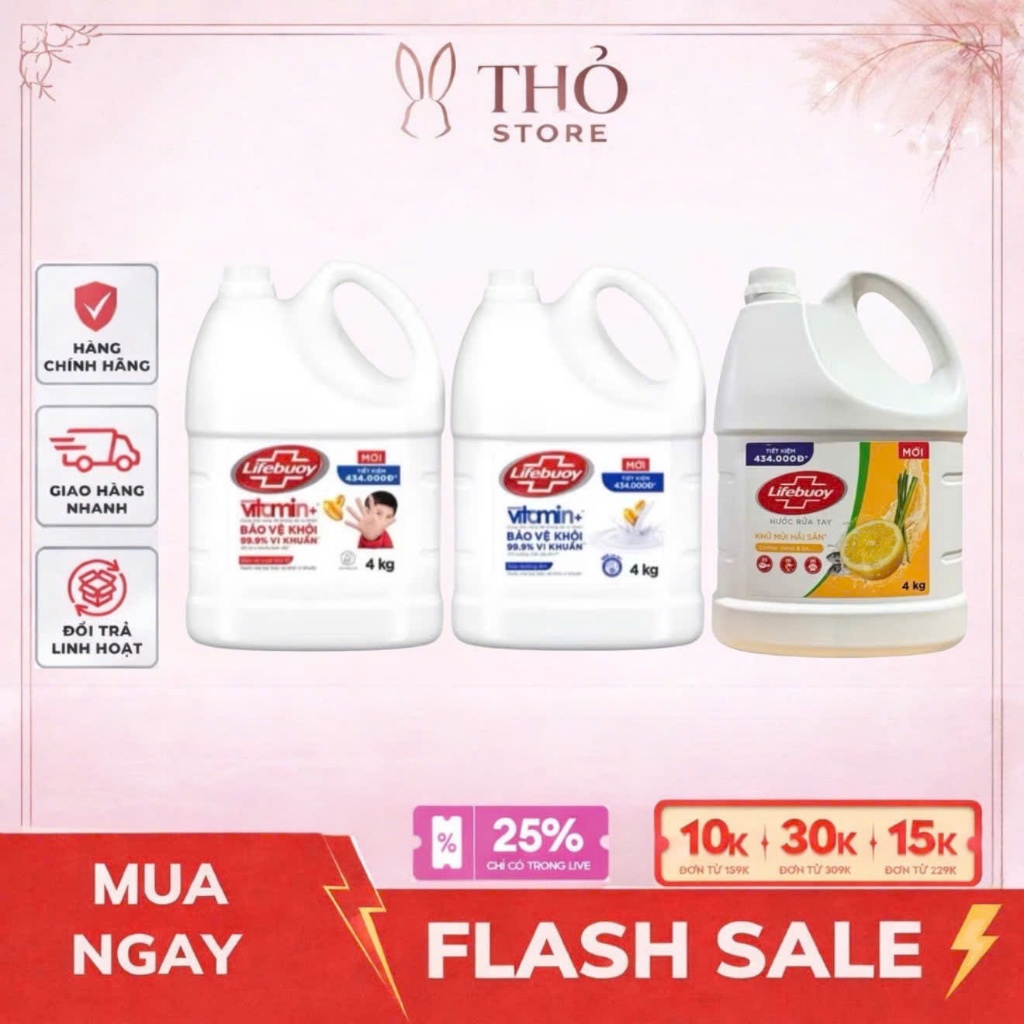Nước Rửa Tay Lifebuoy Can 4KG Siêu Tiết Kiệm