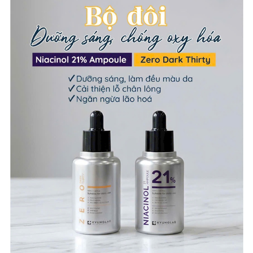 Serum niacinamide ,Serum Niacinol 21% ampoule -  Serum Zezo  KyungLab, dưỡng trắng ,mờ thâm