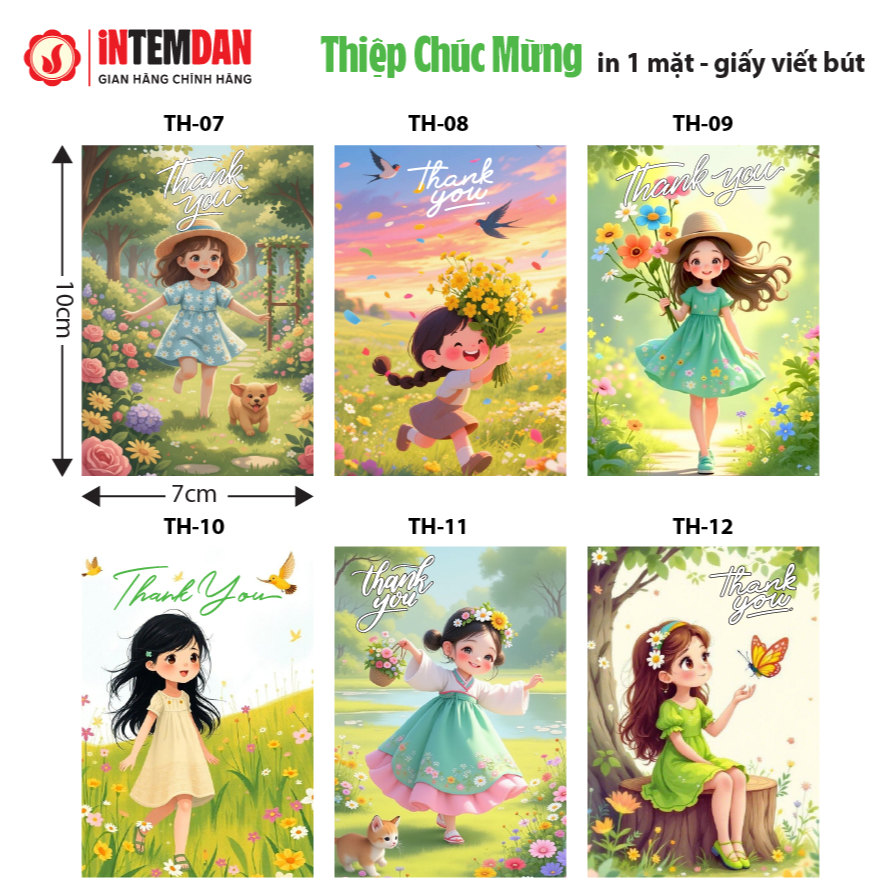Combo 100 Thiệp Chúc Mừng VINH LIEN Ngày Lễ 8/3, 20/10, Kích Thước 7x10cm, in 1 Mặt, TH-07 đến TH-13