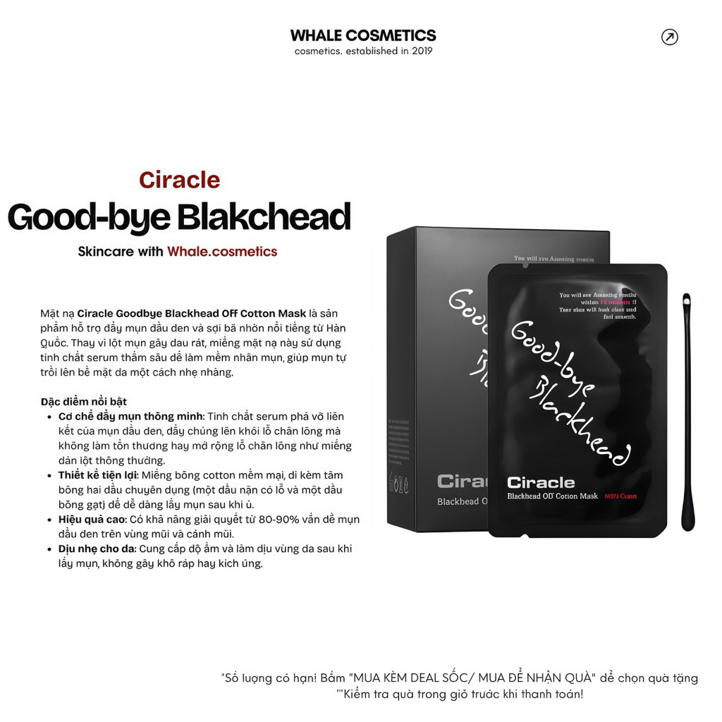 Miếng Mặt Nạ Đẩy Mụn Đầu Đen Ciracle Goodbye Blackhead Off Cotton Mask (Lẻ 1 Miếng)
