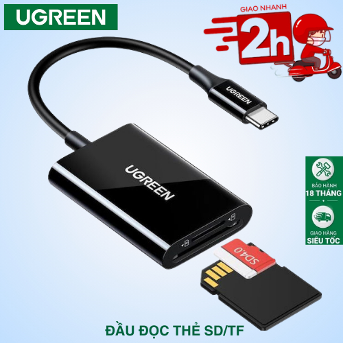 Đầu đọc thẻ SD/TF Từ Cổng Type-C Ugreen Tốc Độ Lên Đến 5Gps Dung Lượng 2TB - Bh 18 Tháng