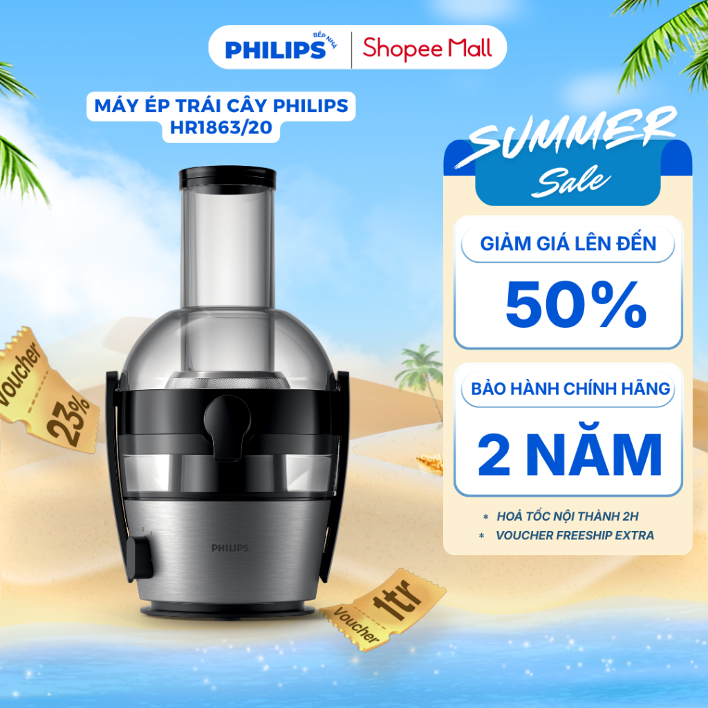 Máy Ép Trái Cây PHILIPS HR1863/20 (800W - 2L) Máy Ép Hoa Quả Nhanh Gọn, Tiện Lợi - Hàng Chính Hãng
