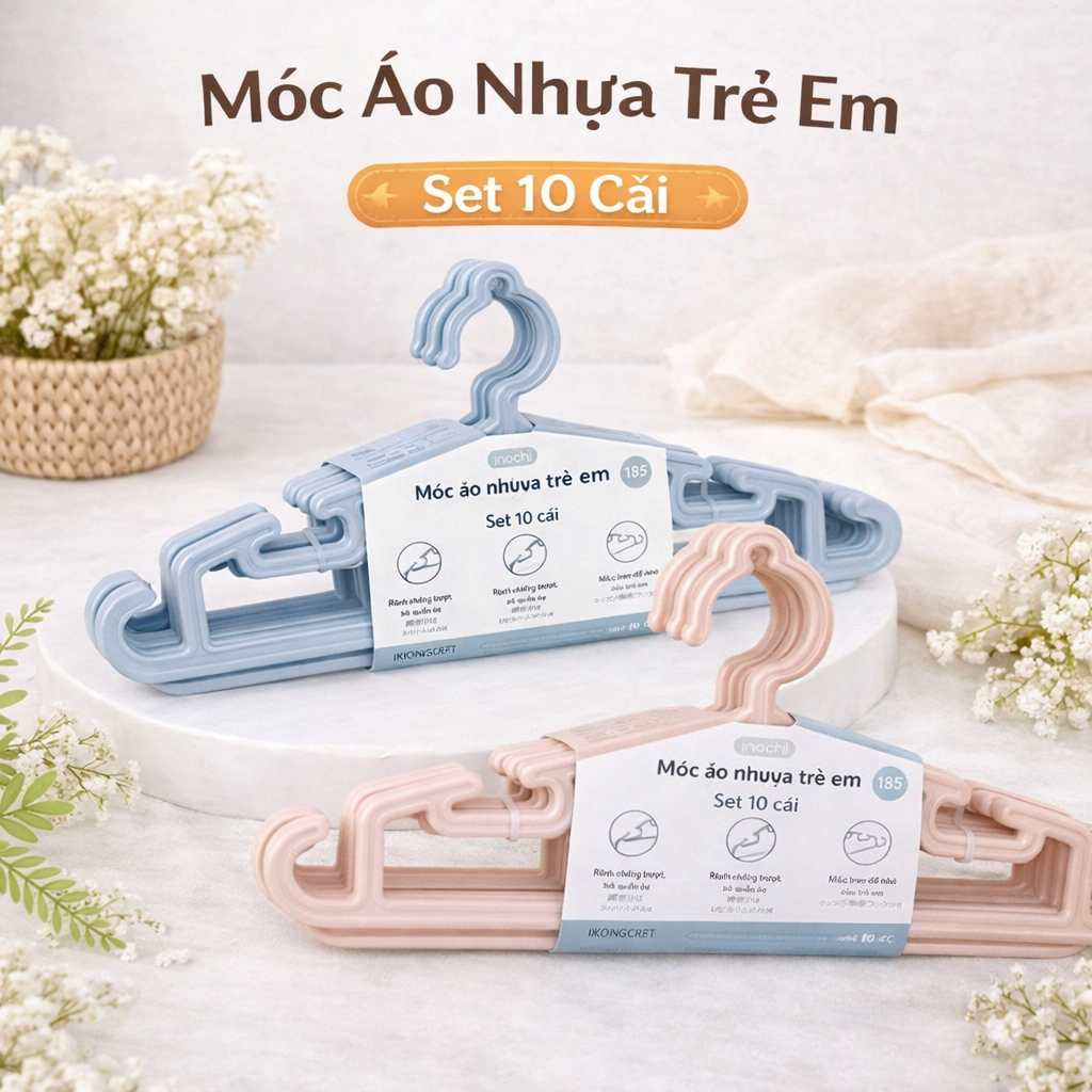 Móc áo quần trẻ em INOCHI 185, số lượng 10 cái