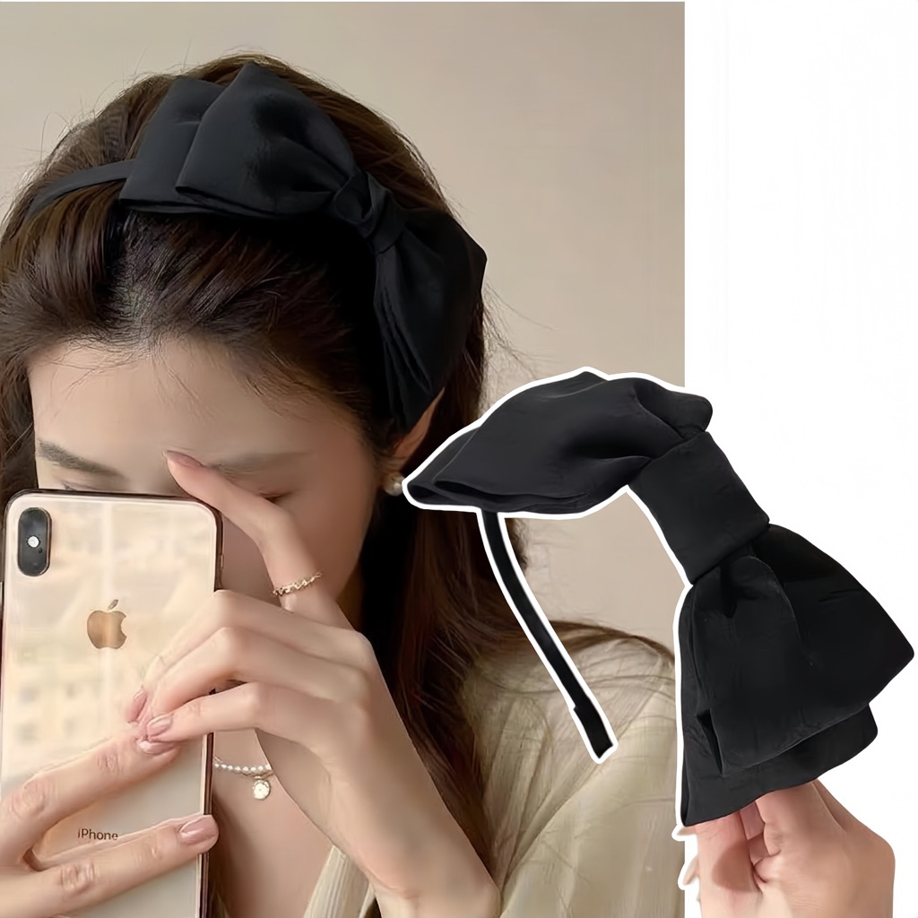 Bờm cài tóc hình chiếc nơ vải satin đáng yêu B2