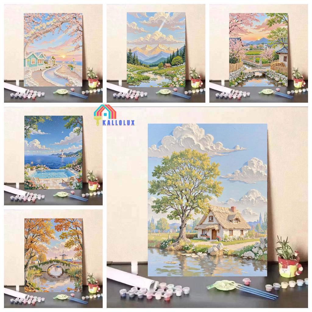 KLX--60*80cm/40*50cm phong cảnh Bao gồm khung Kích thước lớn tranh tô màu theo số tranh số hóa