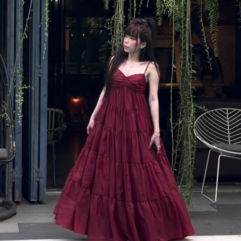 Đầm maxi 2 dây bồng bềnh ( LAYLA MAXI ) dài 135cm từ dây , siu bồng 7m vải | BigBuy360 - bigbuy360.vn