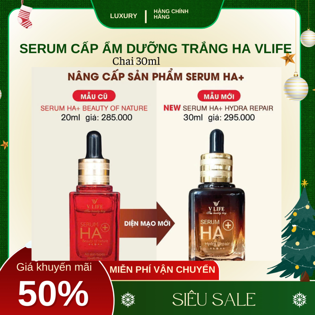 Serum HA VLIFE Phục Hồi Da Dưỡng Ẩm Chống Lão Hóa 20ml kèm thẻ bảo hành chính hãng