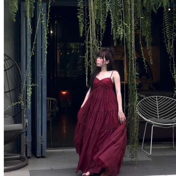 Đầm maxi 2 dây bồng bềnh ( LAYLA MAXI ) dài 135cm từ dây , siu bồng 7m vải | BigBuy360 - bigbuy360.vn
