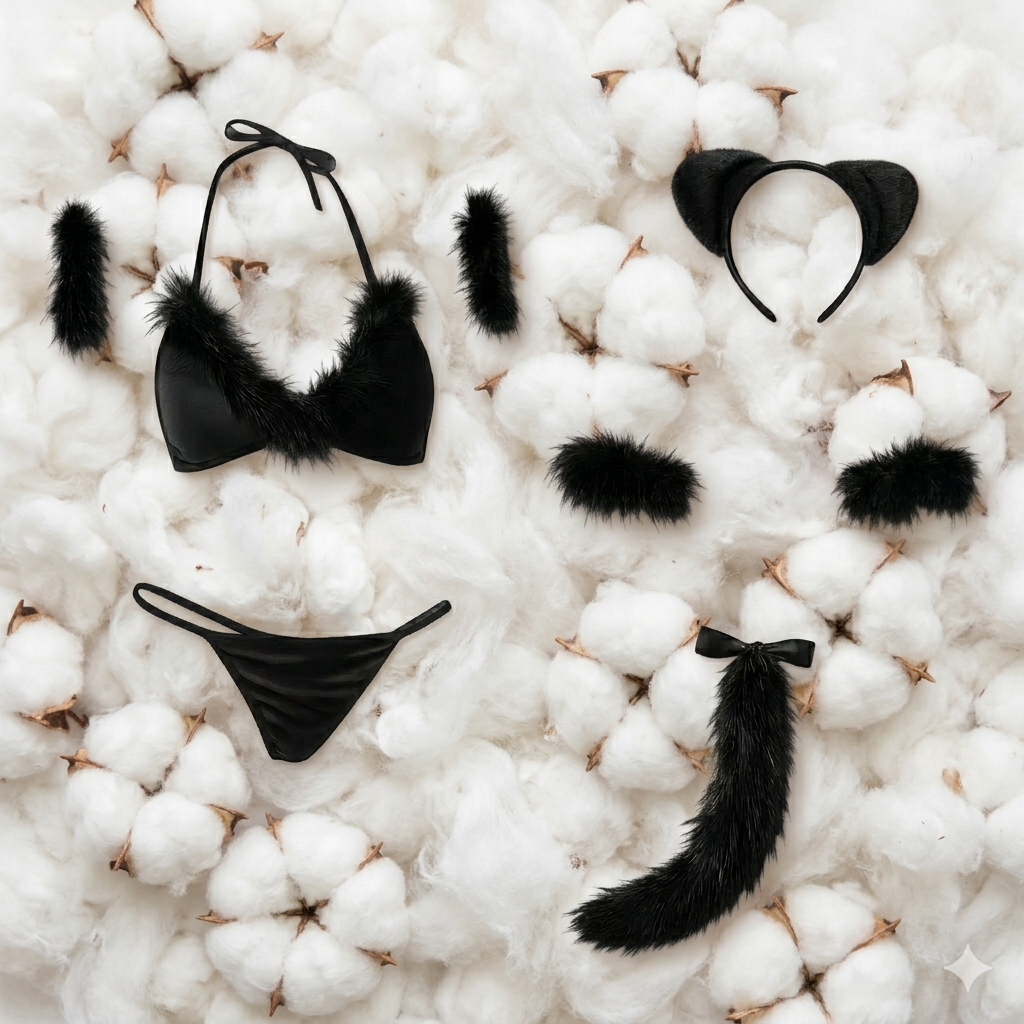 Set đồ lót cosplay Mèo đen MS111