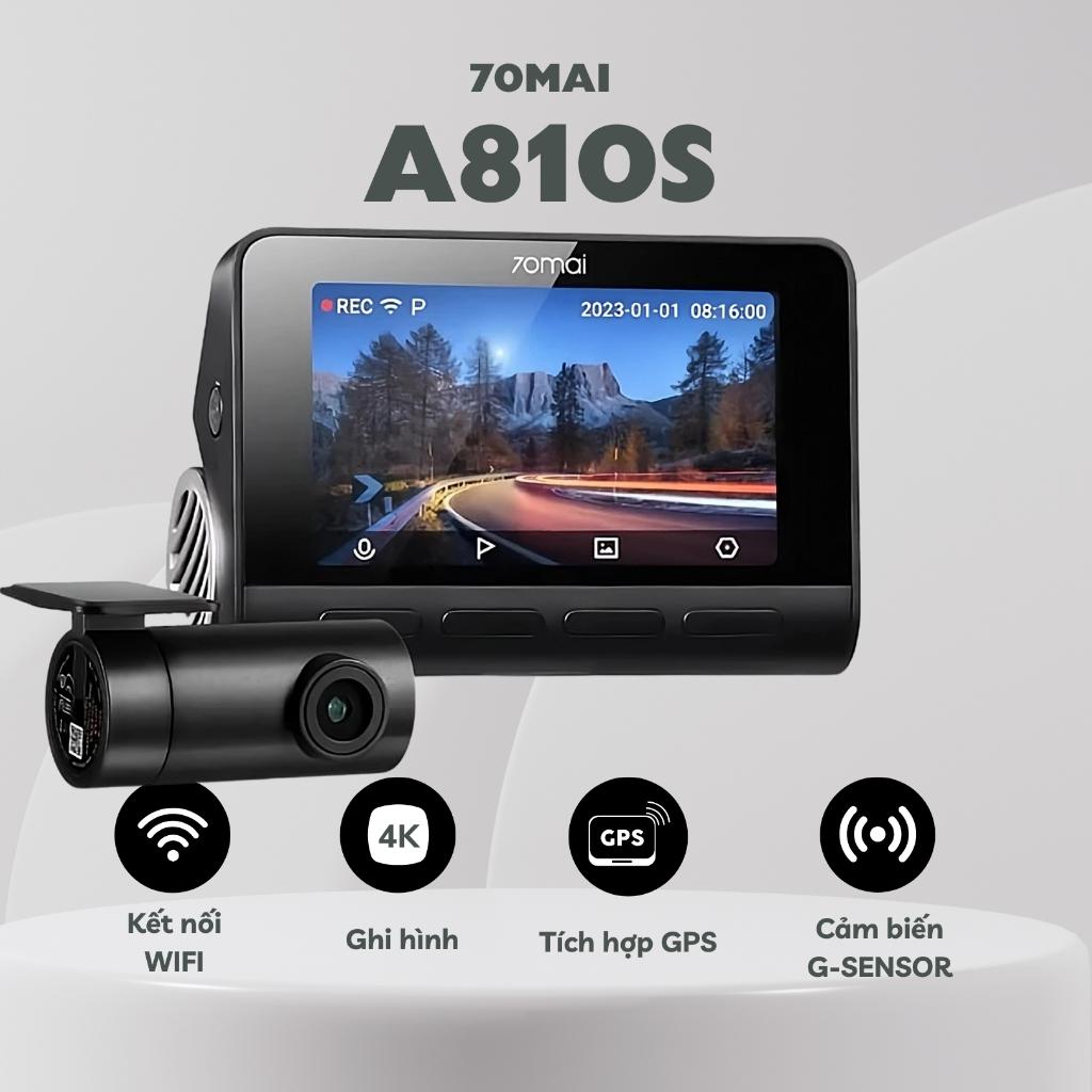 Camera hành trình 70mai A810S [TẶNG Dung Cụ Lắp Đặt]  ghi hình 4K HDR - Bản quốc tế - Hỗ trợ Tiếng V