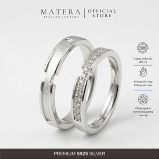 Nhẫn cặp đôi tình yêu 𝐖𝐨𝐯𝐞𝐧 𝐋𝐨𝐯𝐞 MATERA S925 nhẫn đôi tình yêu điêu khắc cát đính đá tinh xảo MNH43