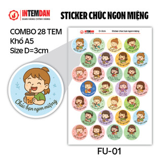 COMBO 500 Sticker Chúc Bạn Ngon Miệng VINH LIEN Tem Giấy Nhiều Hình Dễ Thương, Cute khổ A5 D=3cm