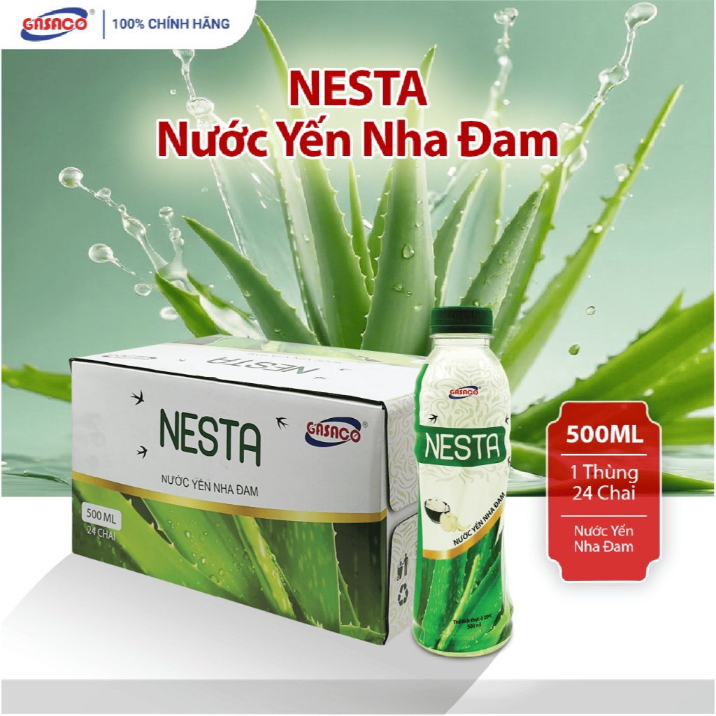 Nước Yến Nha Đam Nesta Gasaco 500ml Lốc/Thùng Ngọt Lạnh Tươi Mát