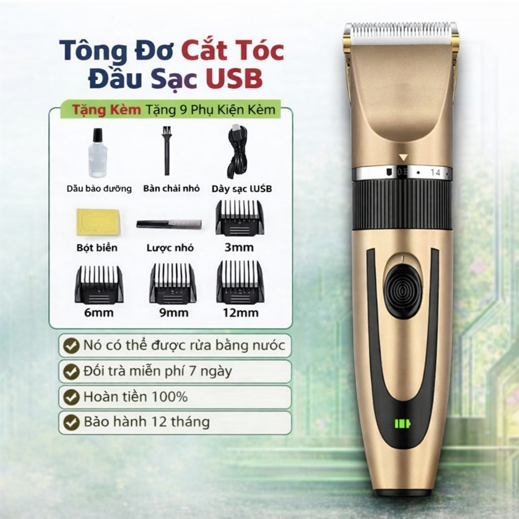 Tông Đơ Cắt Tóc T18 - Công Suất Mạnh Mẽ Cho Trẻ Em Và Người Lớn Có Dây Usb Để Sạc Lại