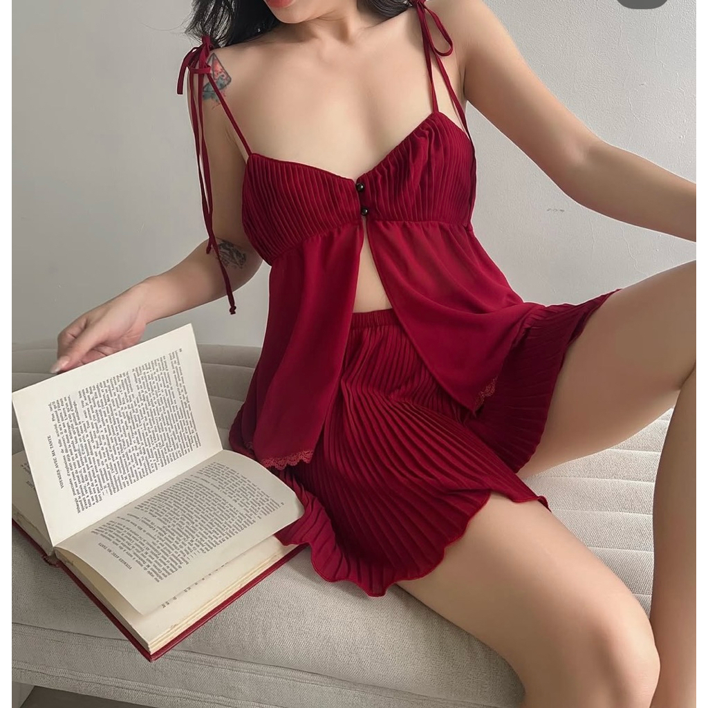 BỘ NGỦ HAI DÂY ĐỎ MERRY - TIMIN WORKSHOP - SIZE L - MỚI NGUYÊN TAG