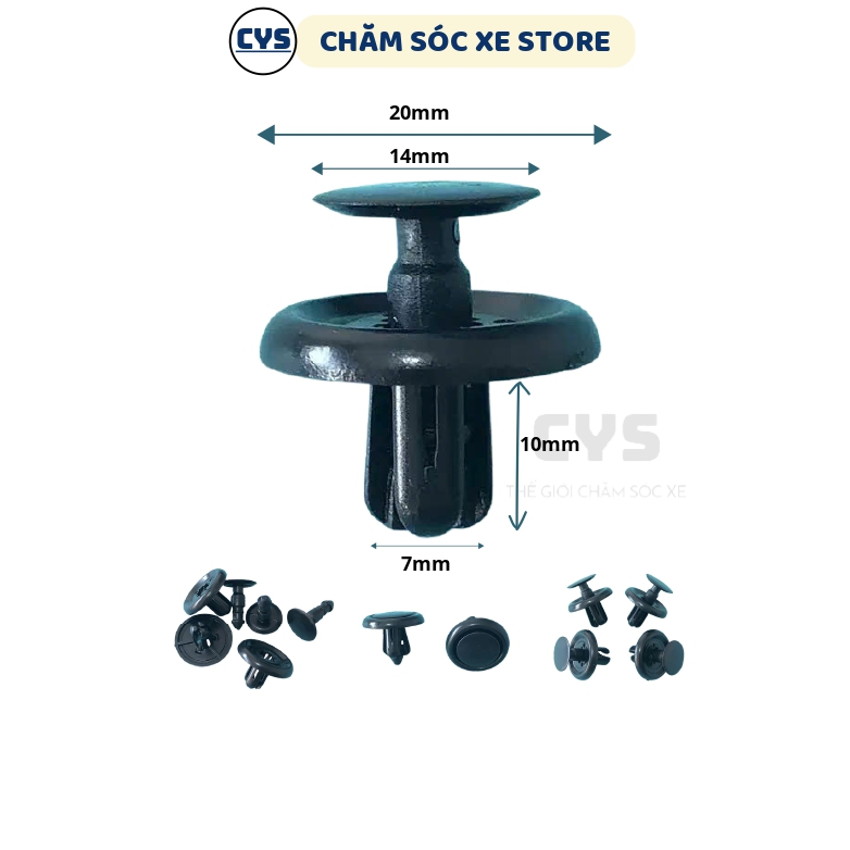 Combo 100 Chốt Nhựa Ô Tô 7mm – Chốt Nhựa Cố Định Chắn Bùn, Tappi, Cản Xe Dùng Cho Dòng Xe Toyota Maz