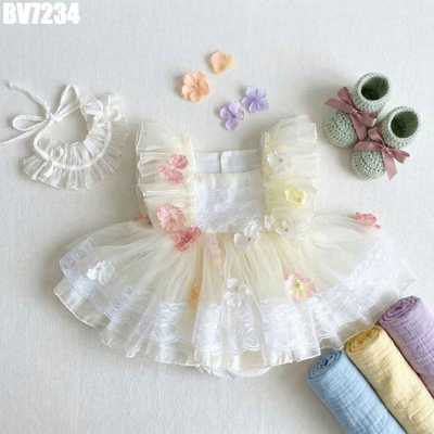 Set Body Váy Voan Đính Nơ Cho Bé Gái Sơ Sinh 1 2 Tuổi MINTSCLOSET - BV7166 BV7234