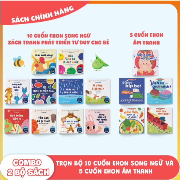 Sách - Combo 10 Cuốn Ehon Song Ngữ + 5 Cuốn Ehon Âm Thanh - Tiên Phong