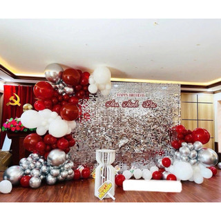 Bóng tròn màu đỏ lựu, bóng bay màu đỏ đậm ruby 2 lớp siêu dày size 10” inch trang trí sinh nhật, đám cưới