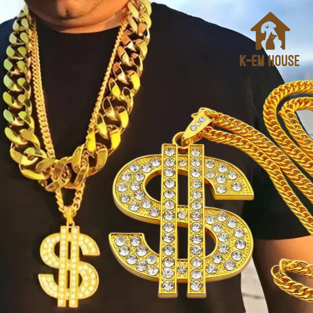 Dây Chuyền Hình Dấu Đô La, Vòng cổ Vàng Mặt Hình Tờ Tiền Đô La, Dây Chuyền Vàng Mặt Đô La Hip Hop
