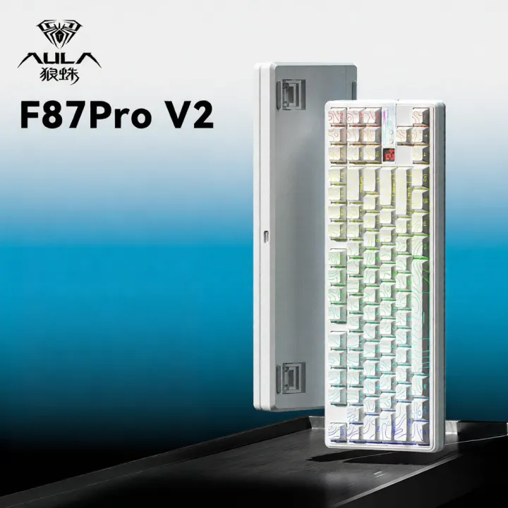 (NEW-SẴN) Bàn phím cơ không dây Aula F87 Pro V2 - 3 Mode kết nối - Led RGB mạch xuôi có app - Màn LE