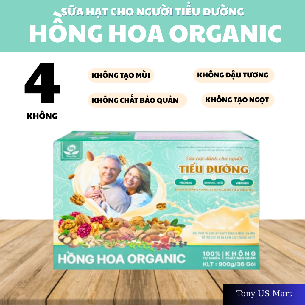 Sữa Hạt Cho Người Tiểu Đường Hồng Hoa Organic – Không Đường, Dễ Uống – Tony US Mart
