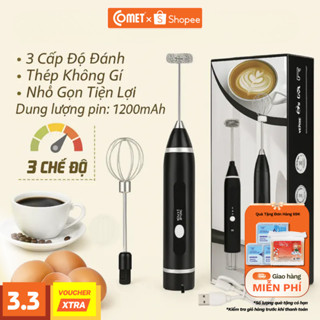 Máy Đánh Trứng Mini Cầm Tay COMET - Máy Đánh Tạo Bọt Cafe 3 Chế Độ Sạc Pin Tiện Dụng Bảo Hành 12 Tháng