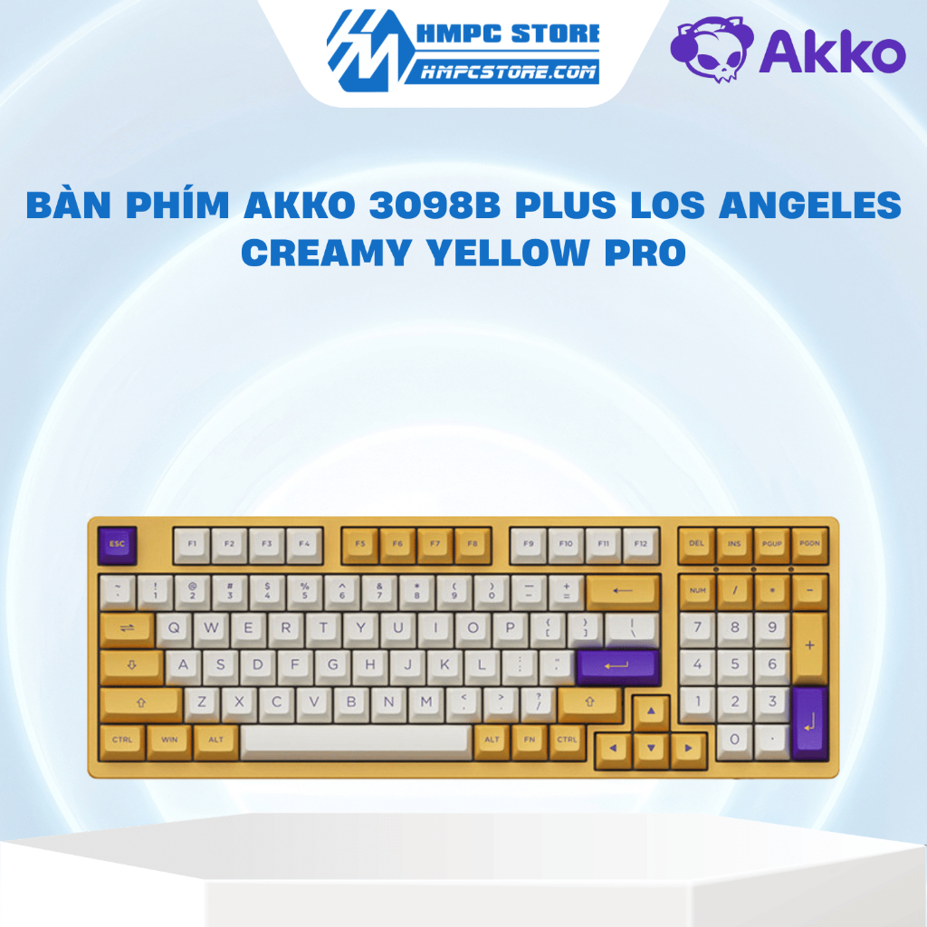 Bàn phím AKKO 3098B Plus Los Angeles Creamy Yellow Pro | Bảo hành 12 tháng