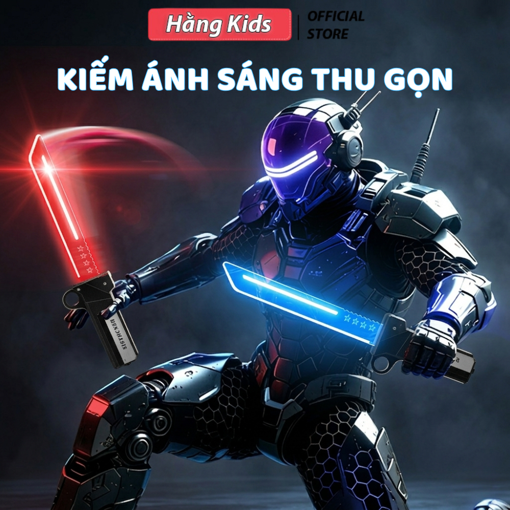 Bộ 2 kiếm ánh sáng LED thu gọn cho bé – Đồ chơi phát sáng ghép nối kiếm đôi