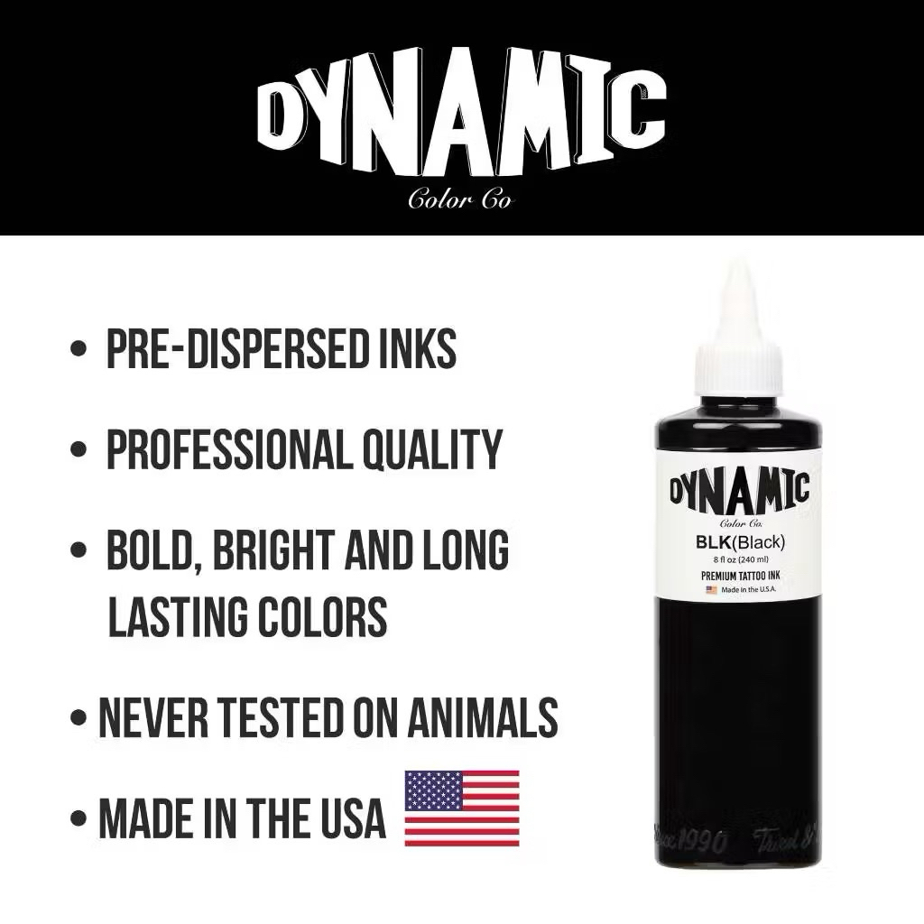 Dynamic Tattoo BLK 8oz BLK chính hãng – Mực xăm đen chuẩn Mỹ – dùng trong xăm hình tattoo