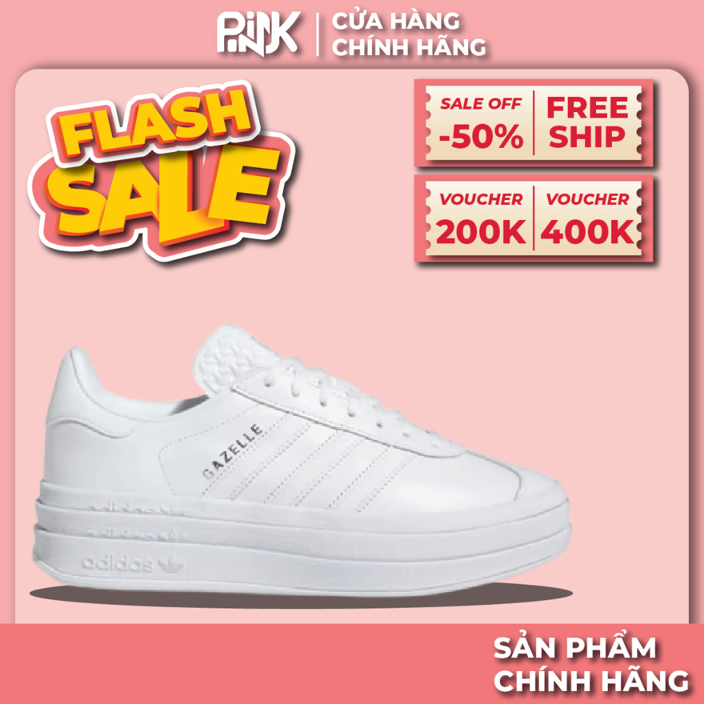 | PINK - CHÍNH HÃNG | Giày Adidas Gazelle Bold 'Triple White'