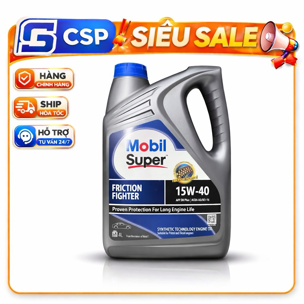 Dầu nhớt Mobil Super Friction Fighter 15W40 4x4L/Sing