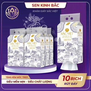 [ COMBO 10 BỊCH ] Giấy Rút Treo Tường Sắc Việt 1280 Tờ 4 Lớp Mềm Mịn,Thành Phần Bột Gỗ Tự Nhiên 100%