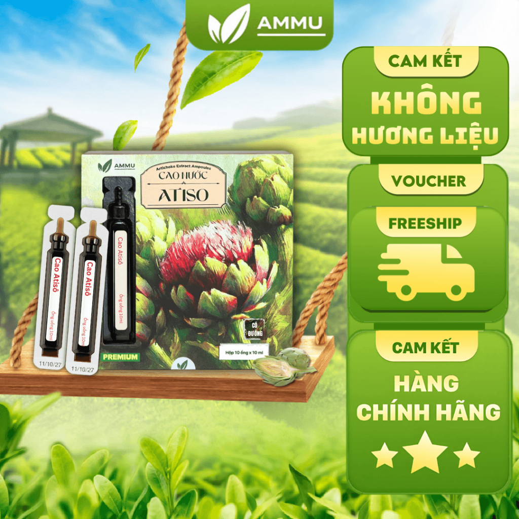 Cao Ống Uống Atiso Giúp Cải Thiện Chức Năng Gan, Mát Gan, Thanh Nhiệt, Giảm Đác Động Rượu Bia Ammu, Lado Hộp 10 Ống