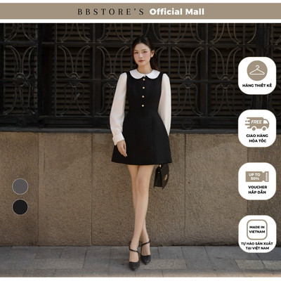 BBSTORE'S Đầm Công Sở Dài Cotton Cổ Tròn Bố Chéo Mịn (Không kèm áo sơ mi trong) - DAC25A