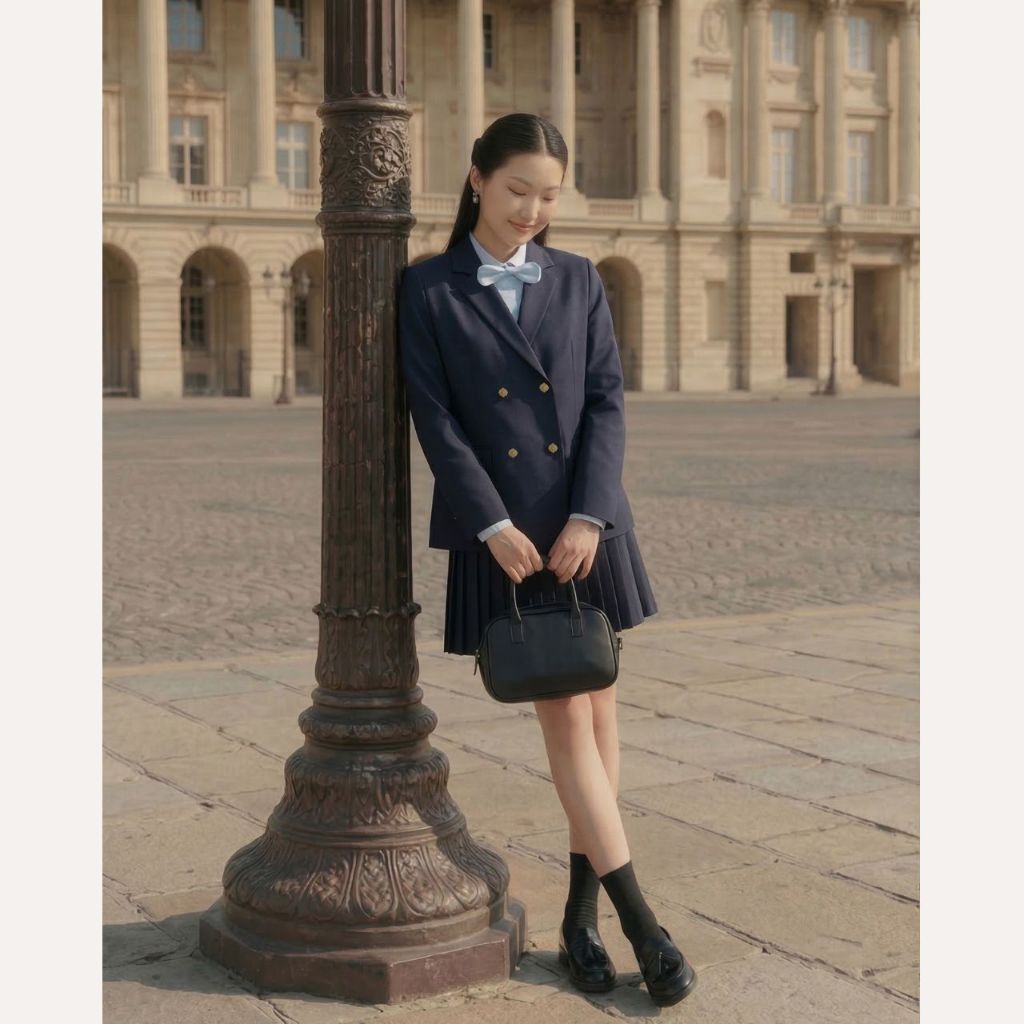 Set vest nữ áo blazer dài tay cùng chân váy xếp ly dáng ngắn Linly Store