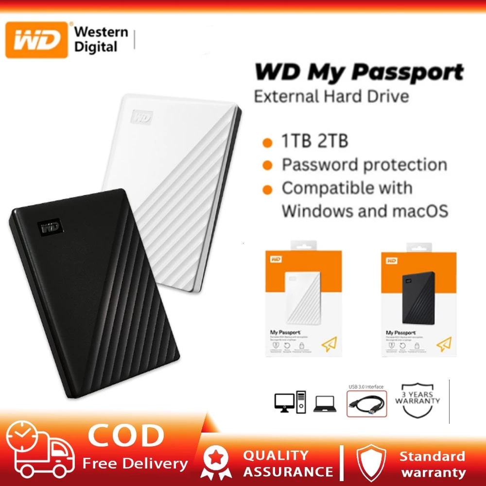 WD Western Digital (1TB /2TB)My Passport USB 3.0 Portable External Hard Drive (2.5")