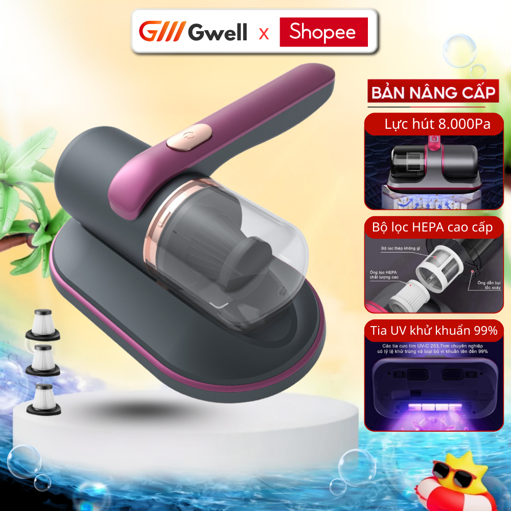 Máy Hút Bụi Giường Nệm, Máy Hút Bụi Cầm Tay Làm Sạch Bụi Ga Giường, Lông Chó Mèo Tia UV Diệt Khuẩn