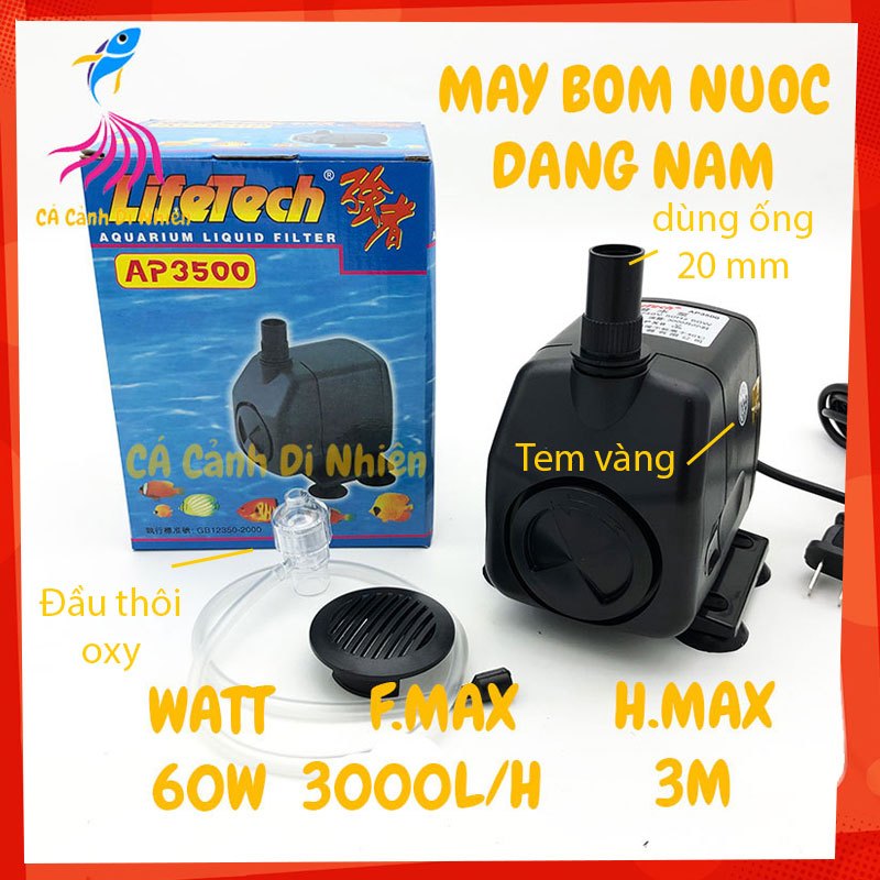 Máy bơm nước hồ cá 60W dạng nằm Lifetech AP 3500 ap3500 bơm thủy canh