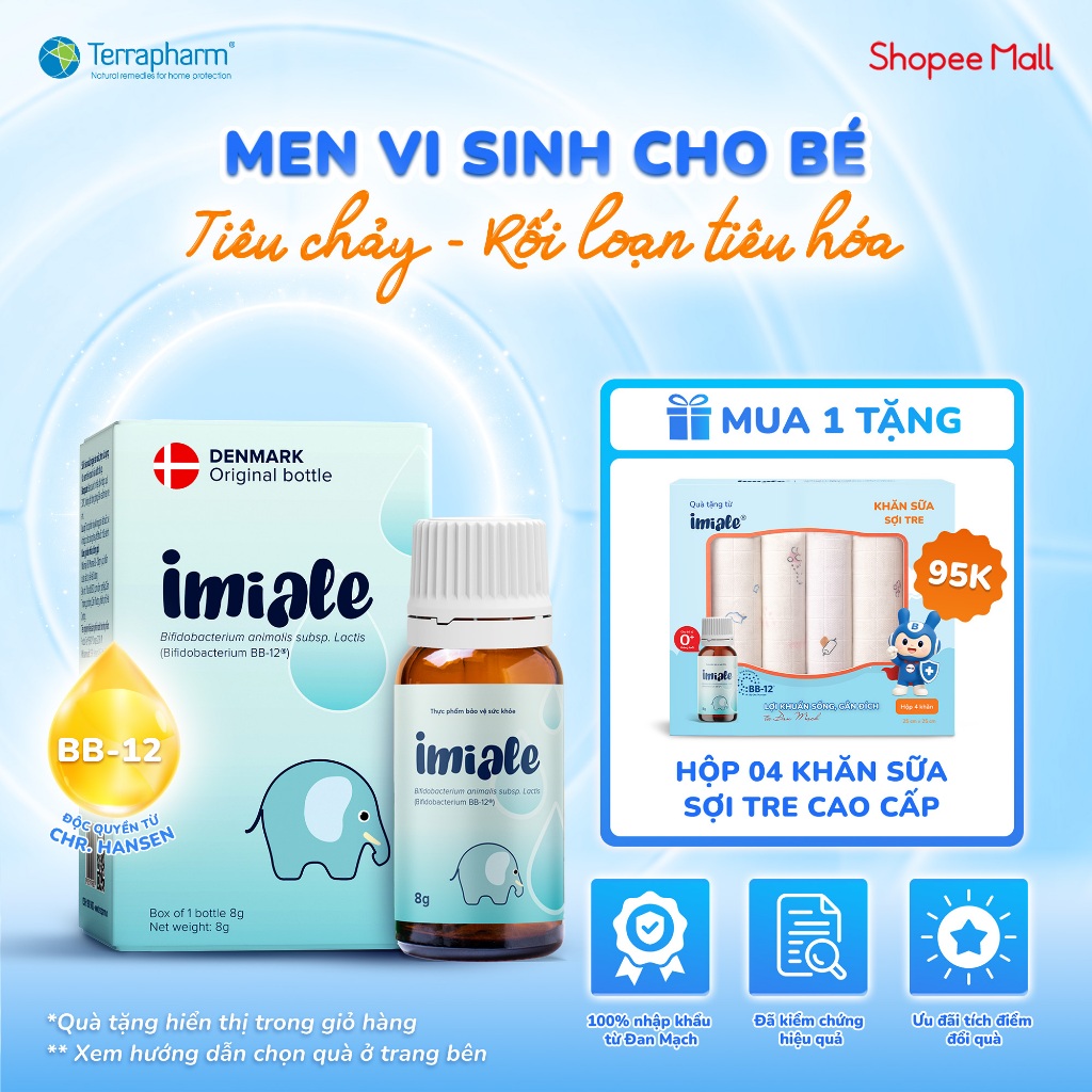 Men vi sinh IMIALE cho trẻ đi ngoài phân sống, phân lỏng, trẻ sôi bụng, đi ngoài có mùi chua, có bọt